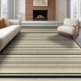 thumbnail image 1 of ODIKA 6'x9' Washable Area Rug Non-Slip, Chair-Friendly, Striped Boho Slim Border Door Cream Banded Ticking Farmhouse Flowing Dynamic for Dining Room, Under Table, Office Décor, 1 of 7