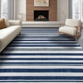thumbnail image 1 of ODIKA Striped Nautical Navy Ticking Wide Band Alternating Lines Sriped for Queen Size Bedroom, Under Bed, Master Suite, Foldable Easy Care, 1 of 7