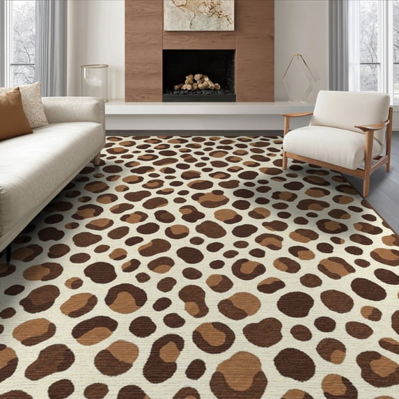 ODIKA 6'x9' Washable Area Rug Non-Slip, Easy Care, Abstract Inspired Patchwork Patches Border Southwestern Spotted Flowing Dynamic for Family Room, Living Mater Bedroom
