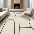 thumbnail image 1 of ODIKA 6'x9' Washable Area Rug Non-Slip, Easy Care, Beige Black Geometric Contour Elegance Abstract Curved Lines and Minimalist Design for Family Room, Living Room, Master Bedroom, 1 of 7