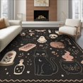 thumbnail image 1 of ODIKA 6'x9' Washable Area Rug Non-Slip, Easy Care, Black Beige Enchanted Nighttime Whimsical Motifs Intricate Owl, Skull, and Floral for Family Room, Living Room, Master Bedroom, 1 of 7