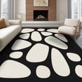 thumbnail image 1 of ODIKA 6'x9' Washable Area Rug Non-Slip, Easy Care, Black White Abstract Pebble Design Elegant Contrast with Shapes and Flow for Family Room, Living Room, Master Bedroom, 1 of 7