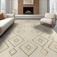 thumbnail image 1 of ODIKA 6'x9' Washable Area Rug Non-Slip, Easy Care, Boho Symmetrical Cream Farmhouse Motif Dotted Rows Contemporary for Family Room, Living Room, Master Bedroom, 1 of 7