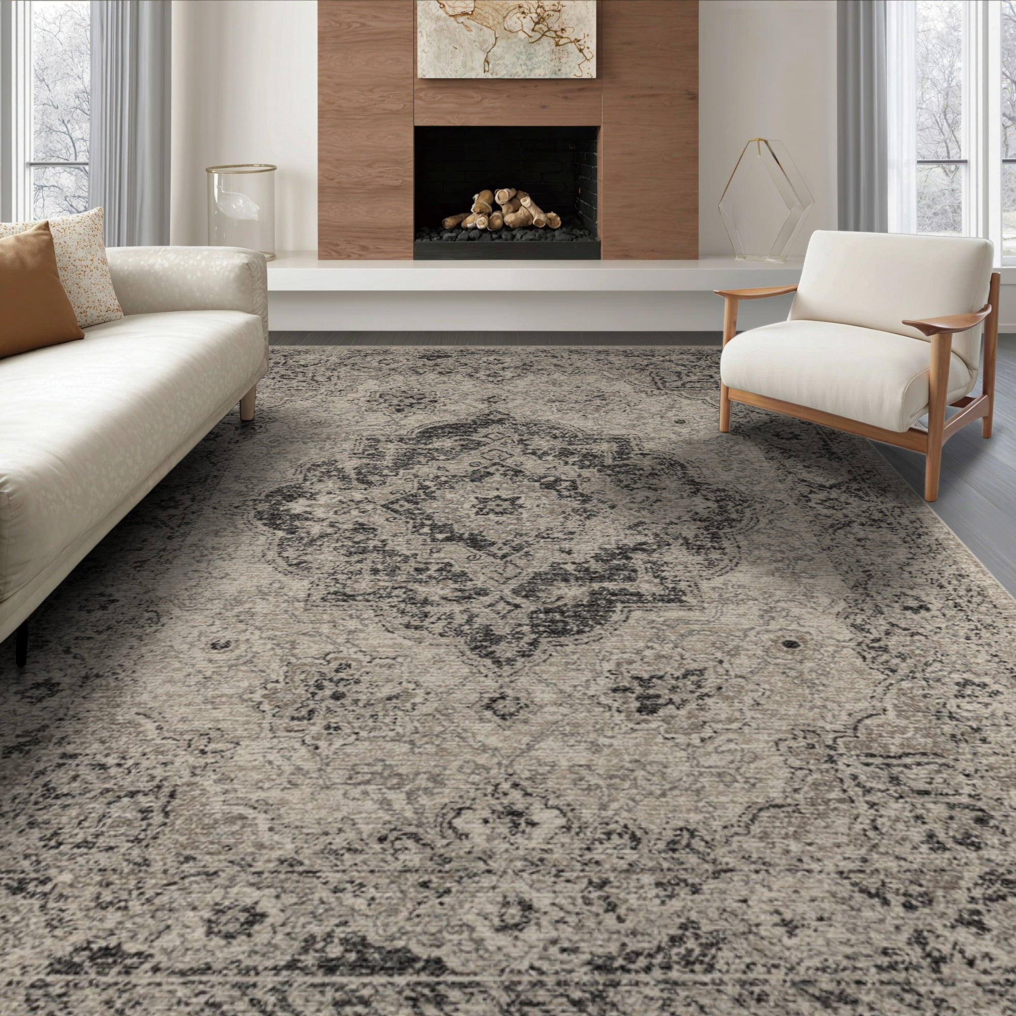 ODIKA 6'x9' Washable Area Rug Non-Slip, Easy Care, Distressed Vintage ...