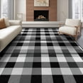 thumbnail image 1 of ODIKA 6'x9' Washable Area Rug Non-Slip, Easy Care, Door Welcome Gingham Checkered Plaid Symmetrical Frame Front for Family Room, Living Room, Master Bedroom, 1 of 7