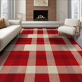 thumbnail image 1 of ODIKA 6'x9' Washable Area Rug Non-Slip, Easy Care, Farmhouse Tartan Welcome Lettering Border Motif Gingham Plaid Flowing Dynamic for Family Room, Living Room, Master Bedroom, 1 of 7
