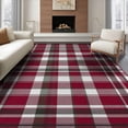 thumbnail image 1 of ODIKA 6'x9' Washable Area Rug Non-Slip, Easy Care, Grid Tartan Motif Gingham Striped Checkered Front Layering Plaid Flowing Dynamic for Family Room, Living Mater Bedroom, 1 of 7