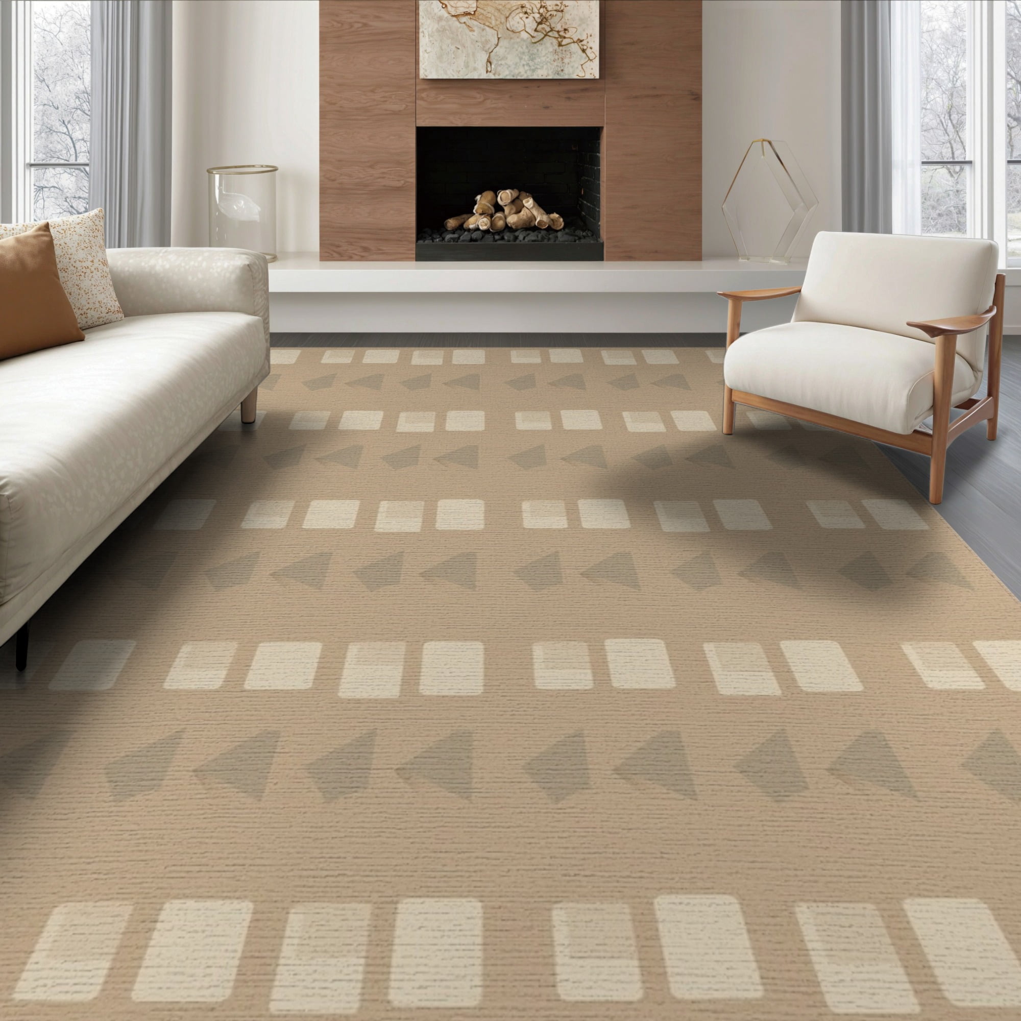 ODIKA 6'x9' Washable Area Rug Non-Slip, Easy Care, Ivory Beige ...