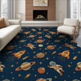 thumbnail image 1 of ODIKA 6'x9' Washable Area Rug Non-Slip, Easy Care, Map Astronaut Rocket Motifs Starry Nebula Themed Galaxy Playful Expressive for Family Room, Living Room, Master Bedroom, 1 of 7