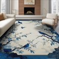 thumbnail image 1 of ODIKA 6'x9' Washable Area Rug Non-Slip, Easy Care, Rich Navy White Chinoiserie Medallion Floral Birds and Vines Vintage Scroll Design for Family Room, Living Mater Bedroom, 1 of 7