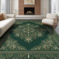 thumbnail image 1 of ODIKA 6'x9' Washable Area Rug Non-Slip, Easy Care, Round Rings Boho Leaves Ring Symmetrical Motif Circle Classroom for Family Room, Living Room, Master Bedroom, 1 of 7