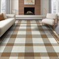 thumbnail image 1 of ODIKA 6'x9' Washable Area Rug Nursey Plaid Checkered Alternating Squares Neutral Farmhouse for Family Room, Living Room, Master Bedroom, Non-Slip, Easy Care, 1 of 7