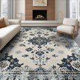 thumbnail image 1 of ODIKA 6'x9' Washable Area Rug Oushak Medallion Distressed Vintage Ornamental Tracery Border for Dining Room, Under Table, Office Décor, Non-Slip Chair-Friendly, 1 of 7