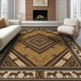 thumbnail image 1 of ODIKA 6'x9' Washable Area Rug Patchwork Faded Stripe Symmetrical Panel Arrangement Round Contrasting for Queen Size Bedroom, Under Bed, Master Suite, Easy Care, Non-Shedding, 1 of 7