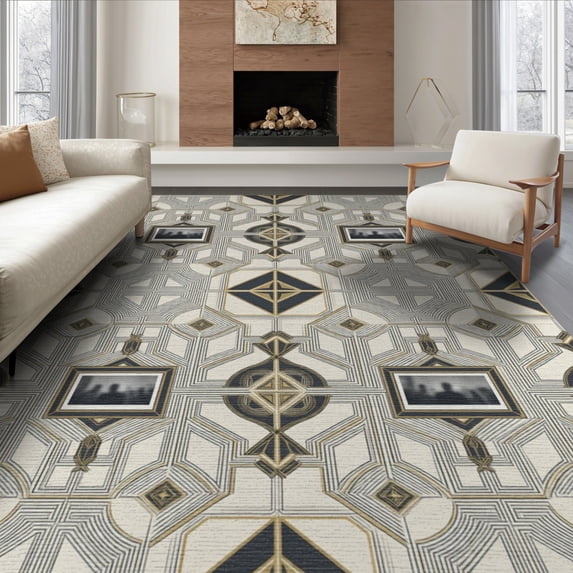 ODIKA 6'x9' Washable Area Rug Personalized Customized Portrait Alfombra Display Exact Personalizada for Dining Room, Under Table, Office Décor, Non-Slip Chair-Friendly