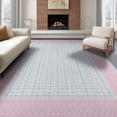 thumbnail image 1 of ODIKA 6'x9' Washable Area Rug Pink Dot Border Whimsical Scattered Polka Motifs Boho Scallop for Dining Room, Under Table, Office Décor, Non-Slip Chair-Friendly, 1 of 7