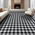 thumbnail image 1 of ODIKA 6'x9' Washable Area Rug Plaid Checkered Under Boho Mini Gingham Inset Squares Doormat for Dining Room, Table, Office Décor, Non-Slip Chair-Friendly, 1 of 7