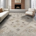 thumbnail image 1 of ODIKA 6'x9' Washable Area Rug Plush Minimalist Large Faded Geometric Motifs Farmhouse Neutral for Dining Room, Under Table, Office Décor, Non-Slip Chair-Friendly, 1 of 7