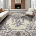 thumbnail image 1 of ODIKA 6'x9' Washable Area Rug Purple Symmetrical Centerpiece Cascading Blossoms Ornate Lilac for Dining Room, Under Table, Office Décor, Non-Slip Chair-Friendly, 1 of 7