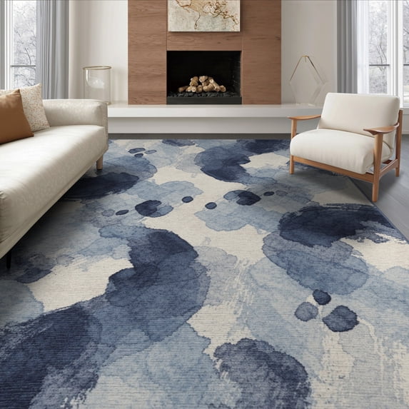 ODIKA 6'x9' Washable Area Rug Pvc Bottom Painterly Featuring Fluid Splicing Furnishing Shenzhen for Queen Size Bedroom, Under Bed, Master Suite, Easy Care, Non-Shedding