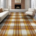 thumbnail image 1 of ODIKA 6'x9' Washable Area Rug Rag Boho Layered Border Repeating Plaid Checkered Covering Doormat for Family Room, Living Room, Master Bedroom, Non-Slip, Easy Care, 1 of 7