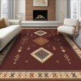 thumbnail image 1 of ODIKA 6'x9' Washable Area Rug Rich Burgundy Geometric Diamonds Intricate Floral Accents and Borders for Dining Room, Under Table, Office Décor, Non-Slip Chair-Friendly, 1 of 7