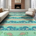 thumbnail image 1 of ODIKA 6'x9' Washable Area Rug Sea Turtle Cartoon Ocean Animal With Wave Stripe Accents Whale Flowing Dynamic for Dining Room, Under Table, Office Décor, Non-Slip Chair-Friendly, 1 of 7