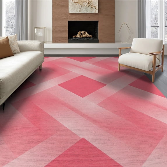 ODIKA 6'x9' Washable Area Rug Shaggy Inspired Subtle Tonal Gradient Look Minimalist Pink Solid Refined for Family Room, Living Room, Master Bedroom, Non-Slip, Easy Care