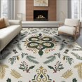 thumbnail image 1 of ODIKA 6'x9' Washable Area Rug Snake Motif Coiled Leaves Botanical Festive Round Rings Circle Playful for Dining Room, Under Table, Office Décor, Non-Slip Chair-Friendly, 1 of 7