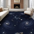 thumbnail image 1 of ODIKA 6'x9' Washable Area Rug Starry Motifs Planetary Planets Stars Themed Large Galaxy Nebula Playful for Queen Size Bedroom, Under Bed, Master Suite, Easy Care, Non-Shedding, 1 of 7
