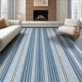 thumbnail image 1 of ODIKA 6'x9' Washable Area Rug Striped Pinstripe Nautical Front Layered Doormat Welcome Door Refined Structured for Queen Size Bedroom, Under Bed, Master Suite, Easy Care, Non-Shedding, 1 of 7
