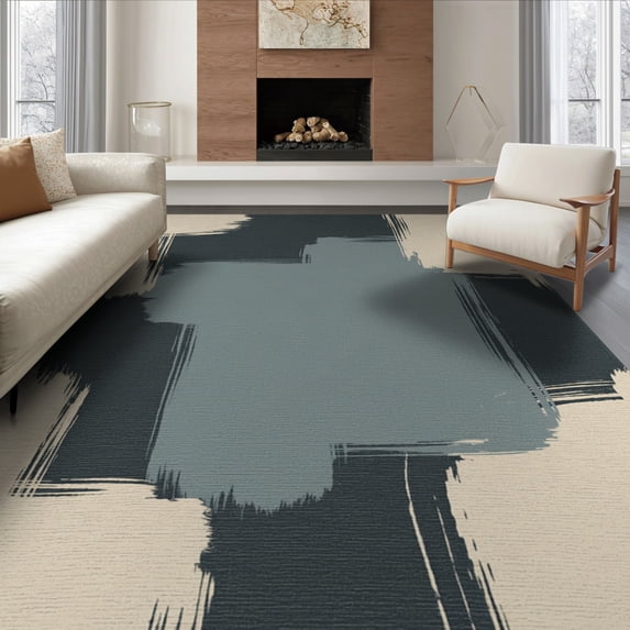 ODIKA 6'x9' Washable Area Rug Trapping Entryway Abstract Motif Lines Front Door for Family Room, Living Room, Master Bedroom, Non-Slip, Easy Care