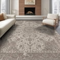 thumbnail image 1 of ODIKA 6'x9' Washable Area Rug Vintage Oriental Medallion With Distressed Floral Border Boho Flowing Dynamic for Dining Room, Under Table, Office Décor, Non-Slip Chair-Friendly, 1 of 7