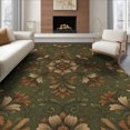 thumbnail image 1 of ODIKA 6'x9' Washable Area Rug Vintage Sage Distressed Vine Border Decorative Traditional Chartreuse for Family Room, Living Room, Master Bedroom, Non-Slip, Easy Care, 1 of 7