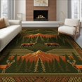 thumbnail image 1 of ODIKA 6'x9' Washable Area Rug Wildlife Motif Livingroom Neutral Cabin Border Large Southwestern Refined for Family Room, Living Room, Master Bedroom, Non-Slip, Easy Care, 1 of 7