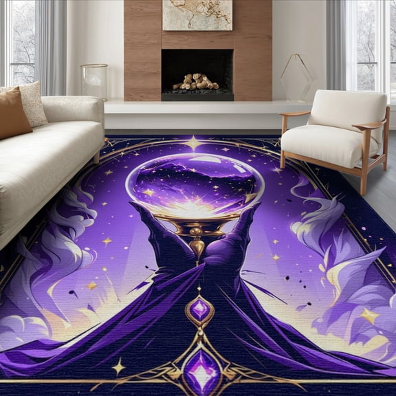 ODIKA 6'x9' Washable Area Rug Witchy Eight Mystic Made Irregular Shaped Optical Illusion Music for Family Room, Living Room, Master Bedroom, Non-Slip, Easy Care