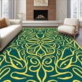thumbnail image 1 of ODIKA 6'x9' Machine Washable Non-Slip Area Rug, Abstract Forest Vein With Emerald Highlights And Flow High Traffic Rug, Yellow, 530023, 1 of 7