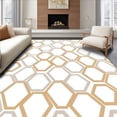 thumbnail image 1 of ODIKA 6'x9' Machine Washable Non-Slip Area Rug, Abstract Honeycomb Hexagon Grid with Modern Minimalist Appeal High Traffic Rug, Beige, 472394, 1 of 7