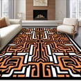 thumbnail image 1 of ODIKA 6'x9' Machine Washable Non-Slip Area Rug, Abstract Maze Designer Floor Covering with Intricate Pathways High Traffic Rug, Orange, 586794, 1 of 7