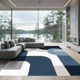 thumbnail image 1 of ODIKA 6'x9' Machine Washable Non-Slip Area Rug, Abstract Navy Blue High Traffic Rug with Pad, Blue, 1058273, 1 of 8