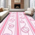 thumbnail image 1 of ODIKA 6'x9' Machine Washable Non-Slip Area Rug, Abstract Ribbon Stripe Design with Flowing Curves and Delicate Hues High Traffic Rug with Pad, Pink, 452026, 1 of 8