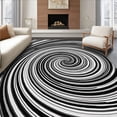 thumbnail image 1 of ODIKA 6'x9' Machine Washable Non-Slip Area Rug, Abstract Swirl Vortex Design Anti Slip Indoor Throw High Traffic Rug with Pad, Black, 465403, 1 of 8