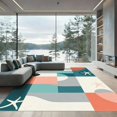 thumbnail image 1 of ODIKA 6'x9' Machine Washable Non-Slip Area Rug, Abstract Teal High Traffic Rug, Blue, 1070422, 1 of 7