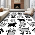 thumbnail image 1 of ODIKA 6'x9' Machine Washable Non-Slip Area Rug, Adorable Canine Footstep Foam with Cute Pet High Traffic Rug, Black, 723450, 1 of 7
