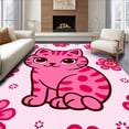 thumbnail image 1 of ODIKA 6'x9' Machine Washable Non-Slip Area Rug, Adorable Feline Animal Shaped Floor Covering High Traffic Rug, Pink, 723789, 1 of 7
