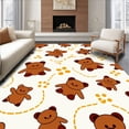 thumbnail image 1 of ODIKA 6'x9' Machine Washable Non-Slip Area Rug, Adorable Teddy Bear Nursery Play with Honey Paw Prints High Traffic Rug with Pad, Brown, 721419, 1 of 8