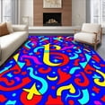 thumbnail image 1 of ODIKA 6'x9' Machine Washable Non-Slip Area Rug, Alphabet Whirlwind with Playful Letters and Swirling Motifs High Traffic Rug with Pad, Blue, 696943, 1 of 8