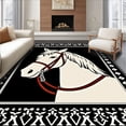 thumbnail image 1 of ODIKA 6'x9' Machine Washable Non-Slip Area Rug, Arabian Mare Yarn Cushion Kit Decorative Needlework Canvas High Traffic Rug with Pad, Black, 642353, 1 of 8