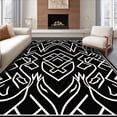 thumbnail image 1 of ODIKA 6'x9' Machine Washable Non-Slip Area Rug, Art Chevron with Detailing High Traffic Rug with Pad, Black, 443951, 1 of 8