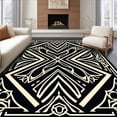 thumbnail image 1 of ODIKA 6'x9' Machine Washable Non-Slip Area Rug, Art Inspired Symmetric Fan Motifs with Layered Detailing High Traffic Rug, Black, 384912, 1 of 7